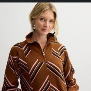 Nine West  Asymmetrical Chevron Women's 1/4 Zip Sweater